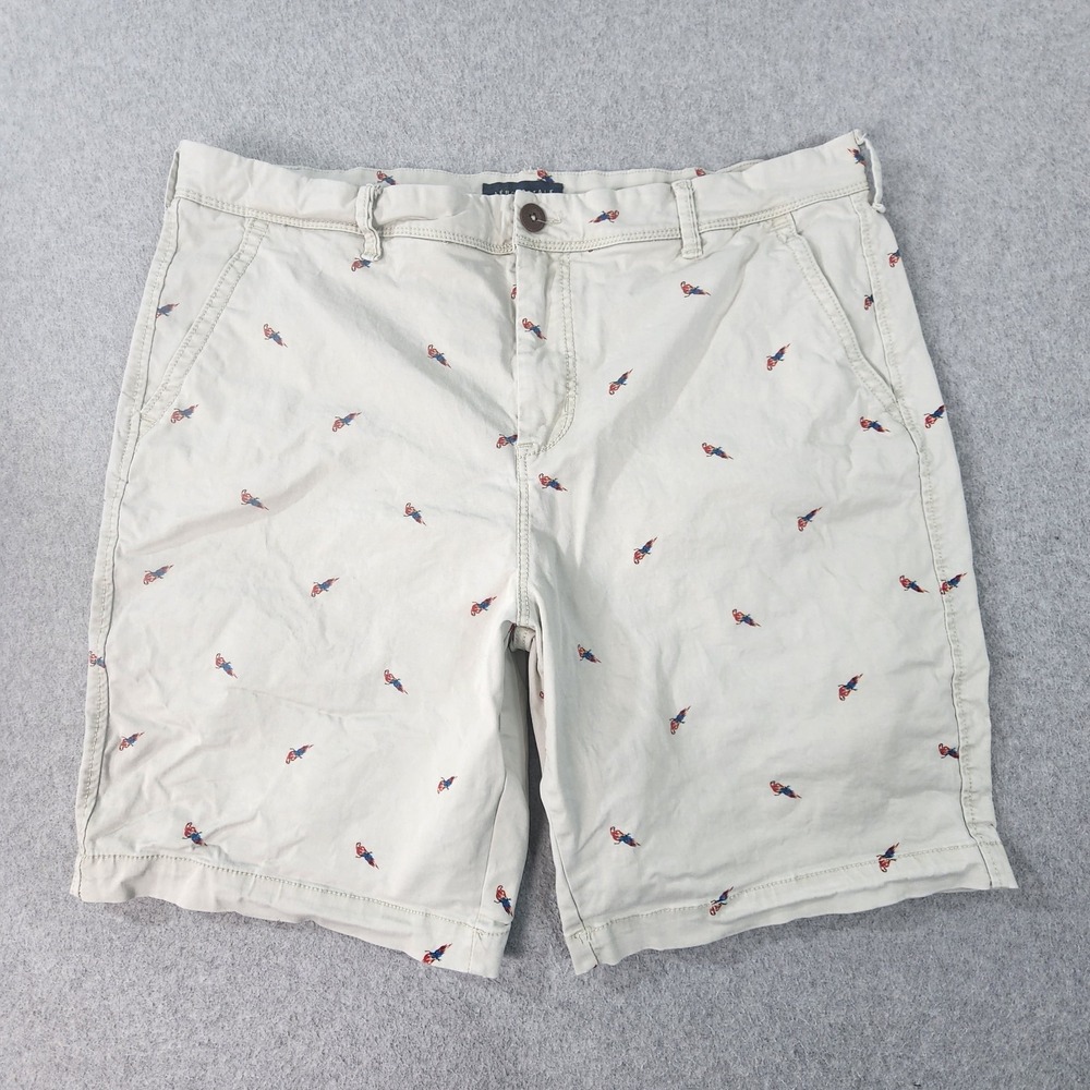 Aeropostale AOP All Over Print  Parrot Shorts Men 38x9 Light Beige Stretch Chino